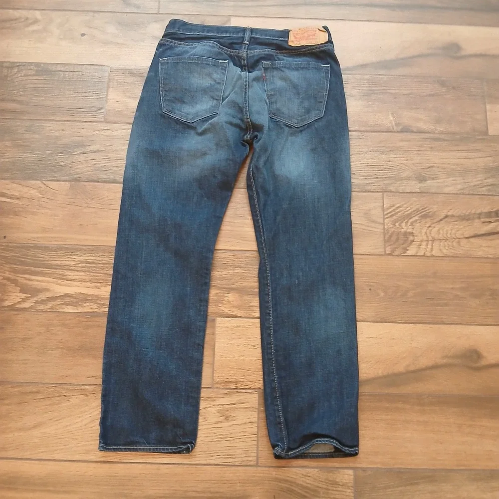 Levi's 501 Jeans Men 34x30 (FITS 31x28) Dark Blue Button Fly Straight Leg Denim